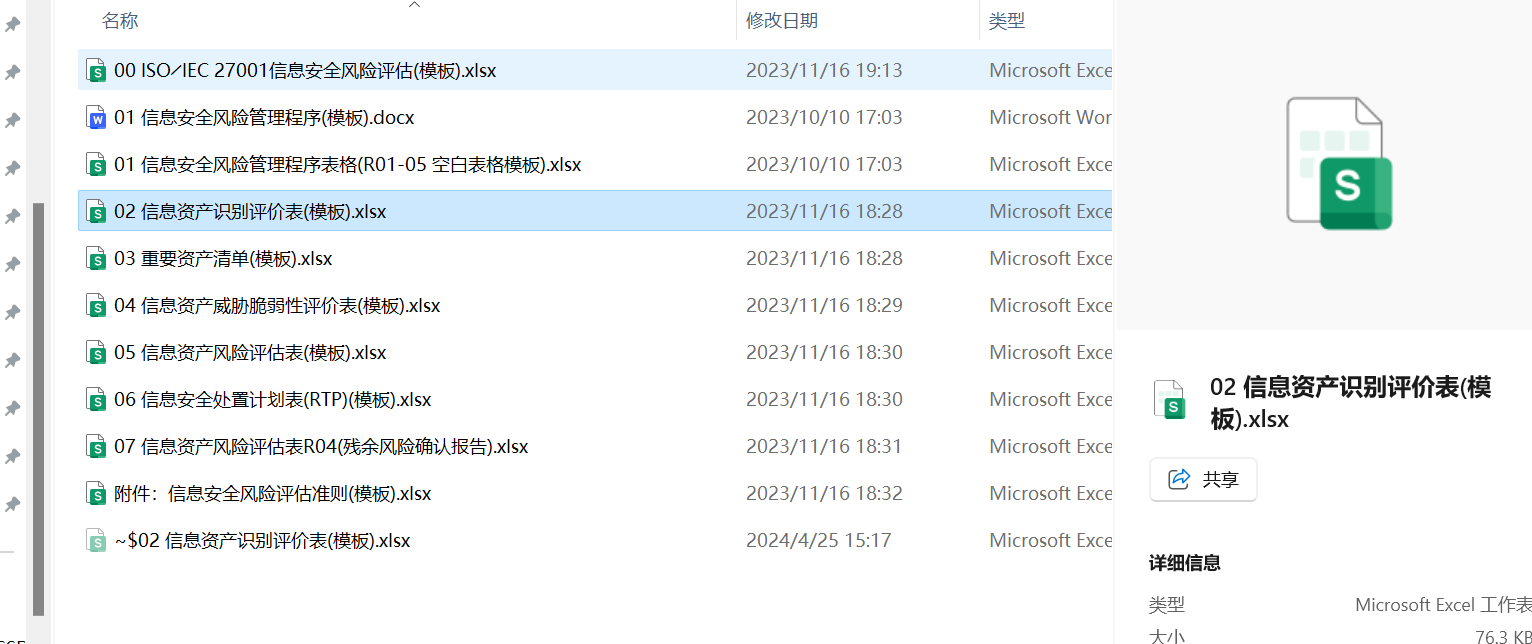 ISO╱IEC 27001信息安全风险评估(模板)-浪飒安全社区